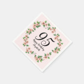Blumiges 95. Geburtstags-Rosa-Blush Serviette (Ecke)