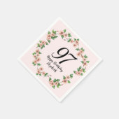 Blumiges 97. Geburtstags-Rosa-Rot Serviette (Ecke)