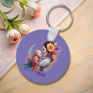 Blumiges abstraktes Vintage Beste Mutter Schlüsselanhänger