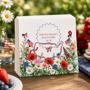Blumiges Amerikanisches Gartenfest Patriotisch Serviette