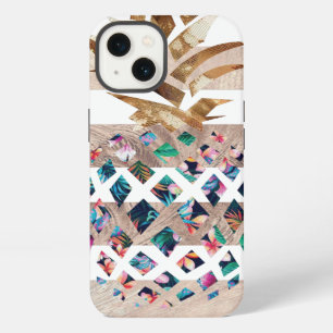 Blumiges Ananas-Monogramm-Design iPhone 13 Hülle