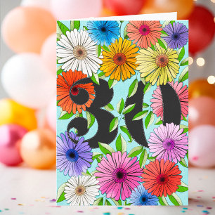 Blumiges aquablaues personalisiertes 30. Geburtsta Karte