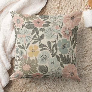 Blumiges Beige Boho Kissen
