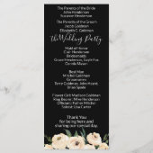 Blumiges Beige-Schwarzes Hochzeitsprogramm Programm (Rückseite)