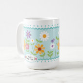Blumiges Blau Die beste Mutter Muttertag Kaffeetasse (Vorderseite Links)