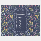 Blumiges Blau Einzigartige Mama Wir lieben dich Fleecedecke (Vorderseite (Horizontal))
