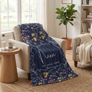 Blumiges Blau Einzigartige Nana Enkelkinder Fleecedecke