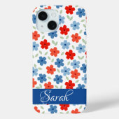 Blumiges Blau iPhone 15 Hülle (Rückseite)