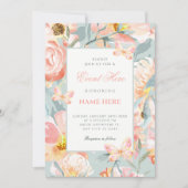 Blumiges Blau rosa Pastell Einladung (Vorderseite)