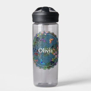 Blumiges Blau Trinkflasche