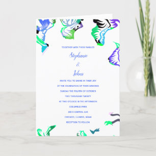 Blumiges Blau Weiß Boho Sommer Hochzeit im Frühlin Einladung