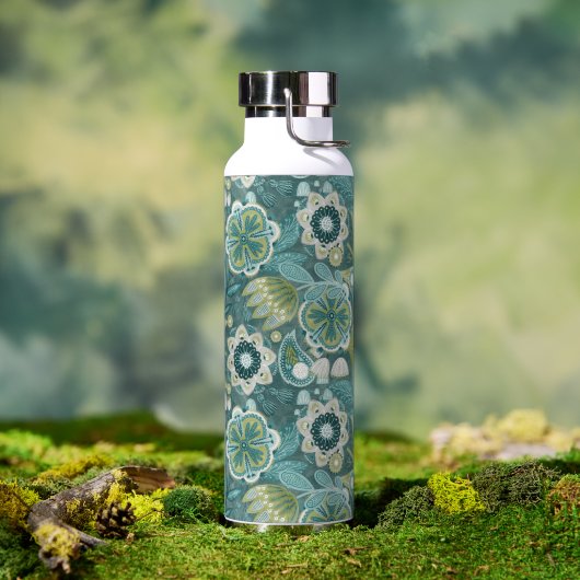 Blumiges Boho-Botanikmuster Trinkflasche (Außenbereich)