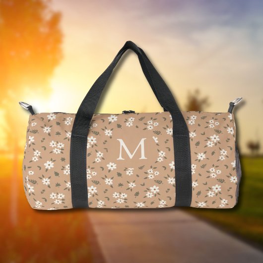 Blumiges Boho-Wildblumen-Neutral-Monogramm für Mäd Duffle Bag