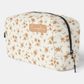 Blumiges Boho-Wildblumen-Neutralname Beige Waschbeutel (Rechte Ecke)