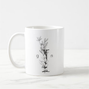 Blumiges botanisches Monogramm Benutzerdefiniert Kaffeetasse
