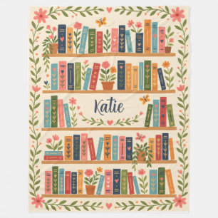 Blumiges Bücherregal Süße Bücherwurm-Leserin Indiv Fleecedecke