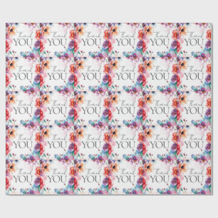 Blumiges Danke Elegant Modern Schlicht Modern Geschenkpapier