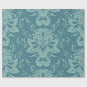 Blumiges dekoratives hellblaues Ornamentmuster Geschenkpapier (Flach)