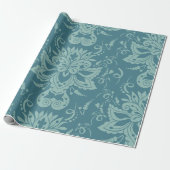 Blumiges dekoratives hellblaues Ornamentmuster Geschenkpapier (Ungerollt)