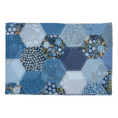 Blumiges, Denim-Patchwork: blaues Muster. Kissenbezug (Rückseite)