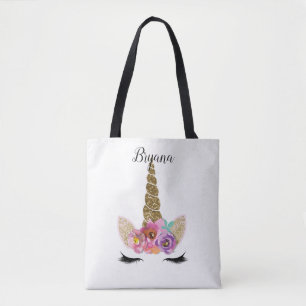 Blumiges Einhorn Gold Glitter Mädchen Mädchen Funk Tasche