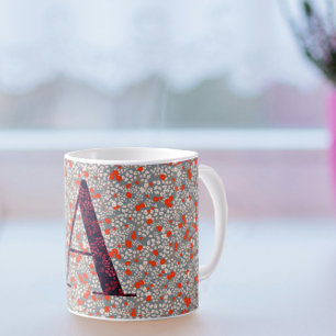 Blumiges Elegantes Klassisches Monogramm A grün mi Kaffeetasse