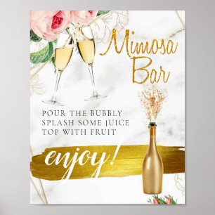 Blumiges Errötendes Blattwerk Braut-Brunch Mimosa- Poster