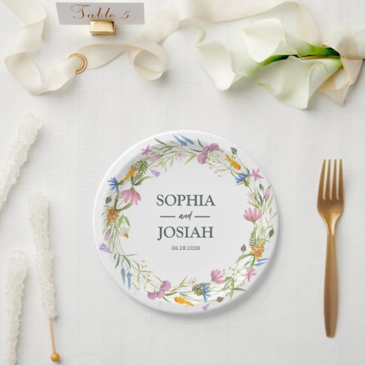 Blumiges farbenfrohes Skript Romantik Stiellose Ho Pappteller (Hochzeit)
