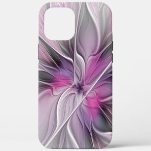 Blumiges Fraktal Modern Abstrakte Blume Pink Grau Case-Mate iPhone Hülle