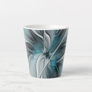 Blumiges Fraktal Modernes abstraktes Blumen Blau G Milchtasse