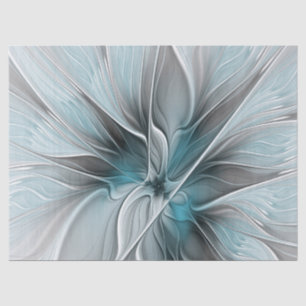 Blumiges Fraktal Modernes abstraktes Blumen Blau G Seidenpapier