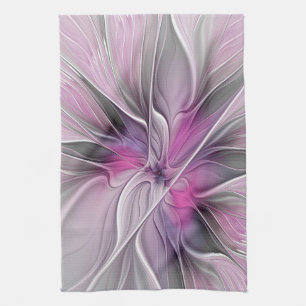 Blumiges Fraktal Modernes abstraktes Blumenrosa Gr Handtuch