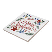 Blumiges Frohe Weihnachten   Fliese (Seite)
