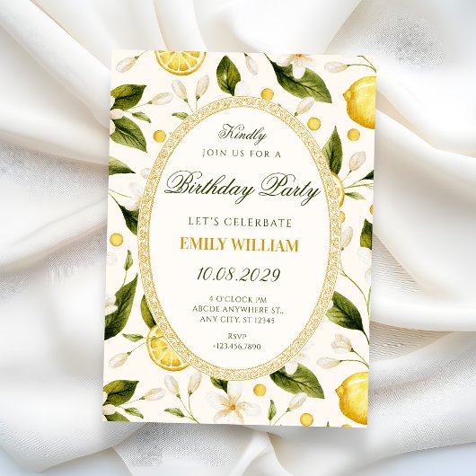 Blumiges Gelb seamless Geburtstag Einladung