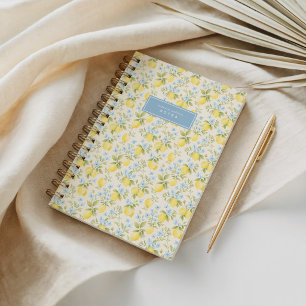 Blumiges Gelb und Blau im Amalfi-Stil Notizblock