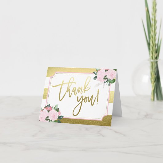 Blumiges Gold-Faux-Foil | Dankeschön Dankeskarte (Vorderseite)