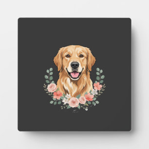 Blumiges Golden Retriever-Hund-Porträt Sublimation Fotoplatte