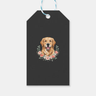 Blumiges Golden Retriever-Hund-Porträt Sublimation Geschenkanhänger