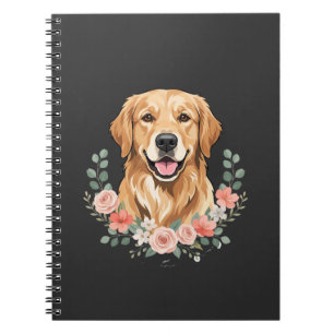 Blumiges Golden Retriever-Hund-Porträt Sublimation Notizblock