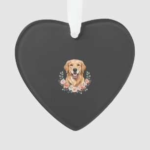 Blumiges Golden Retriever-Hund-Porträt Sublimation Ornament