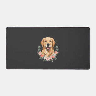 Blumiges Golden Retriever-Hund-Porträt Sublimation Schreibtischunterlage