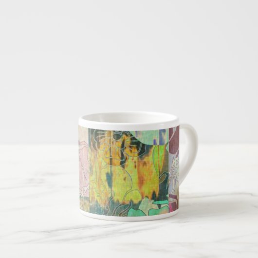 Blumiges Grunge-Muster Espressotasse (Vorderseite Rechts)