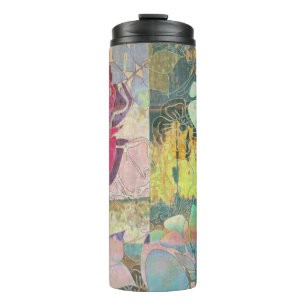 Blumiges Grunge-Muster Thermosbecher
