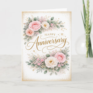 Blumiges Happy Anniversary Karte