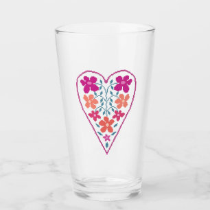 Blumiges Herz Glas Tasse