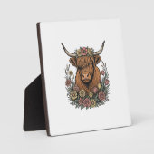 Blumiges Highland-Rind Vintage-Stichdesign_1 Fotoplatte (Vorderseite)