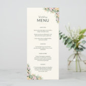 Blumiges Hochzeitsmenü - Boho-Stil Menükarte (Stehend Vorderseite)