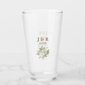 Blumiges Hochzeitsmonogramm Glas (Rückseite)