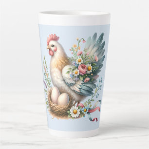 Blumiges Huhn mit Eiern Vintage Farmhouse Charme Milchtasse