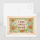 Blumiges "Ich bin sehr müde" Postkarte (Vorne/Hinten)